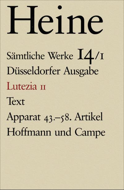 Heine, H: Saemtl. Werke 14/1