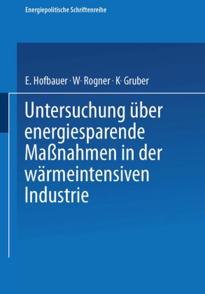 Untersuchung über energiesparende Maßnahmen in der wärmeintensiven Industrie
