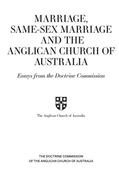 Marriage, Same-sex Marriage and the Anglican Church of Australia