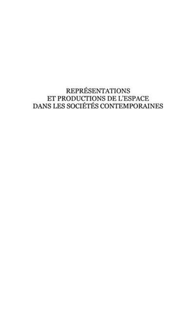 Representations et productions de l’espace dans les societes