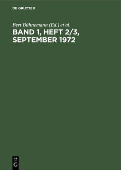 Band 1, Heft 2/3, September 1972