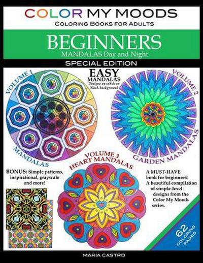 Color My Moods Coloring Books for Adults, Mandalas Day and Night for BEGINNERS