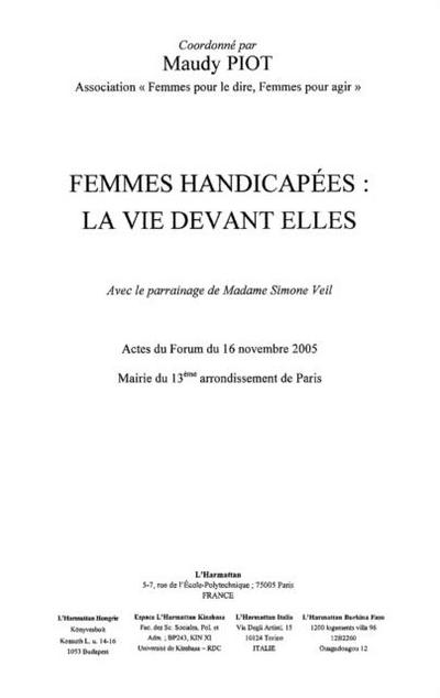 Femmes handicapees: la vie devant elles