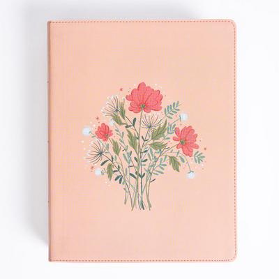 CSB Illustrator’s Notetaking Bible, Large Print Edition, Peach Bouquet Leathertouch