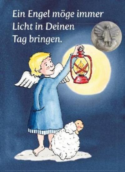 Ein Engel möge immer Licht , Plakette Engel, auf Kärtchen