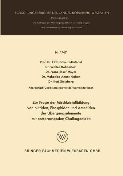 Zur Frage der Mischkristallbildung von Nitriden, Phosphiden und Arseniden der Übergangselemente