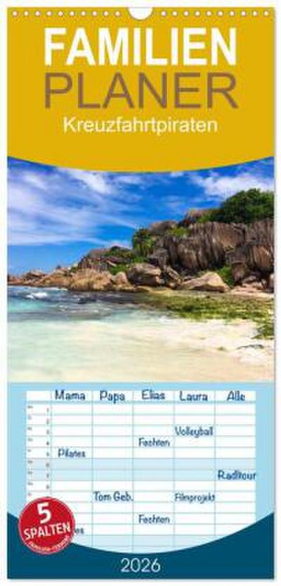 Familienplaner 2026 - Kreuzfahrtpiraten mit 5 Spalten (Wandkalender, 21 x 45 cm) CALVENDO
