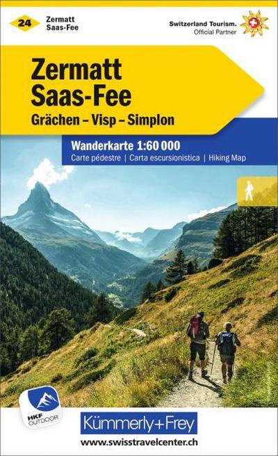 Kümmerly+Frey Wanderkarte 24 Zermatt, Saas-Fee 1:60.000