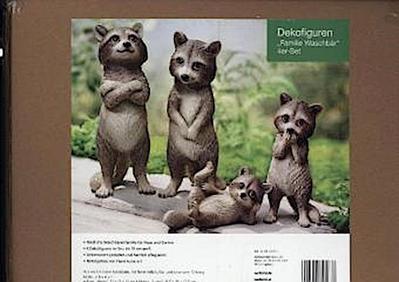 Dekofigur Familie Waschbär, 4er-Set