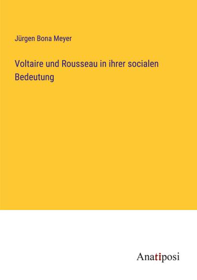 Voltaire und Rousseau in ihrer socialen Bedeutung