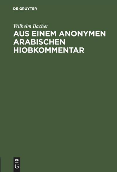 Aus einem anonymen arabischen Hiobkommentar