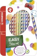 Ergonomischer Buntstift für Rechtshänder - STABILO EASYcolors - 12er Pack mit Spitzer - mit 12 verschiedenen Farben