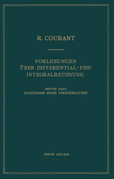 Vorlesungen Über Differential- und Integralrechnung 1
