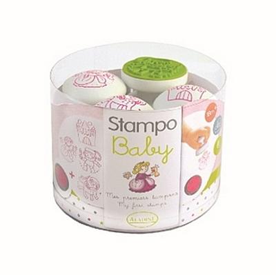 Aladine 55214 Stampo Baby Märchen Spielset, 4 Stempel und 1 Stempelkissen, pink