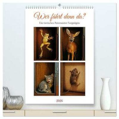 Wer fährt denn da? Ein tierisches Paternoster Vergnügen (hochwertiger Premium Wandkalender 2026 DIN A2 hoch), Kunstdruck in Hochglanz