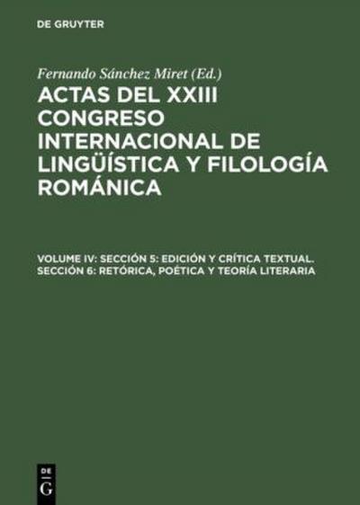 Sección 5: Edición y crítica textual. Sección 6: Retórica, poética y teoría literaria
