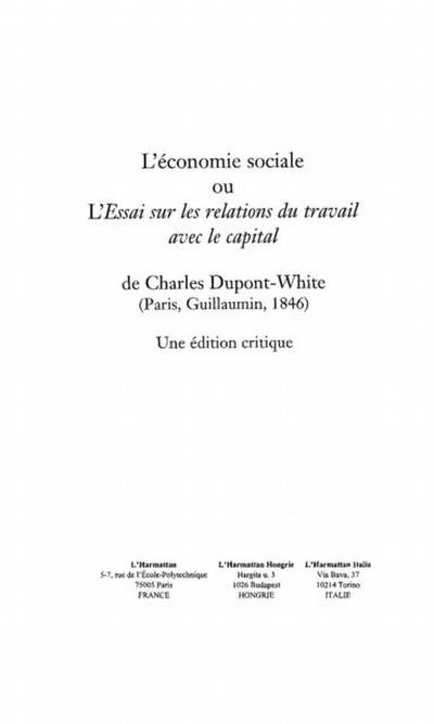 economie sociale ou l’essai sur les rela