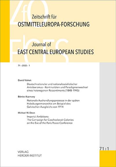 Zeitschrift für Ostmitteleuropa-Forschung (ZfO) 71/1 / Journal of East Central European Studies (JECES)