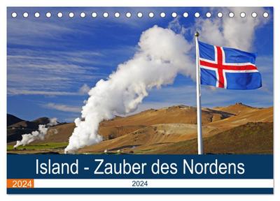 Island - Zauber des Nordens (Tischkalender 2024 DIN A5 quer), CALVENDO Monatskalender
