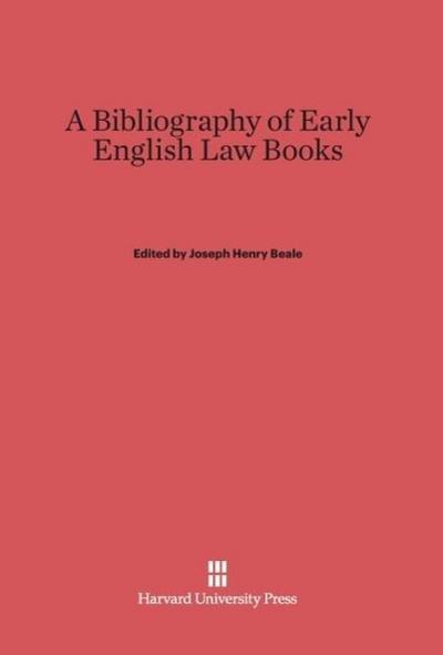 A Bibliography of Early English Law Books