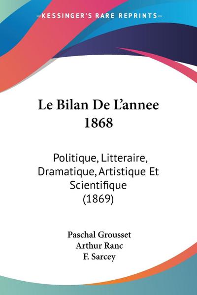 Le Bilan De L’annee 1868