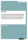 Die Entstehung von Sozialkapital auf Basis von Granovetter’s Theorie in "The Strength of Weak Ties" und Burt’s Überlegungen in "Structural Holes versus Network Closure"