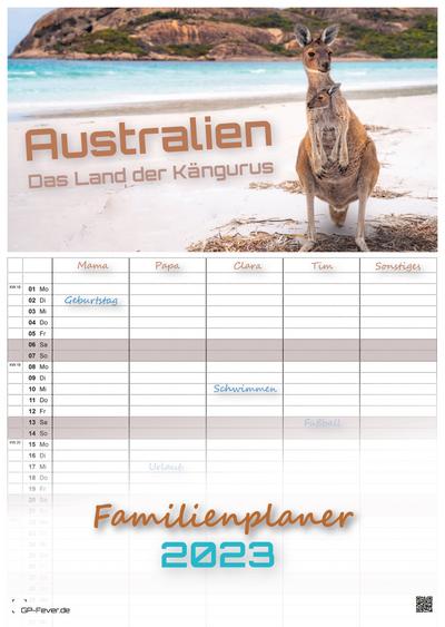 Australien - das Land der Kängurus - 2023 - Kalender DIN A3 - (Familienplaner)