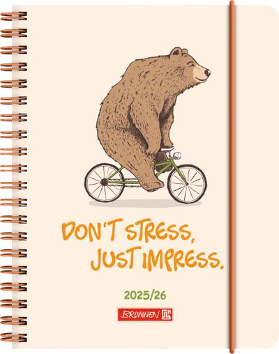 BRUNNEN Schülerkalender (2025/2026) "Bear", 2 Seiten = 1 Woche, A6, 208 Seiten, PP-Umschlag, mehrfarbig