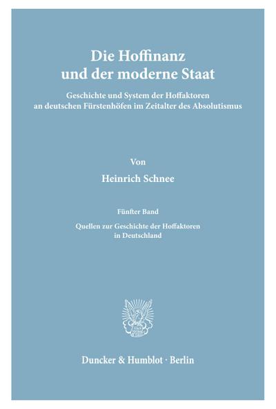Die Hoffinanz und der moderne Staat.
