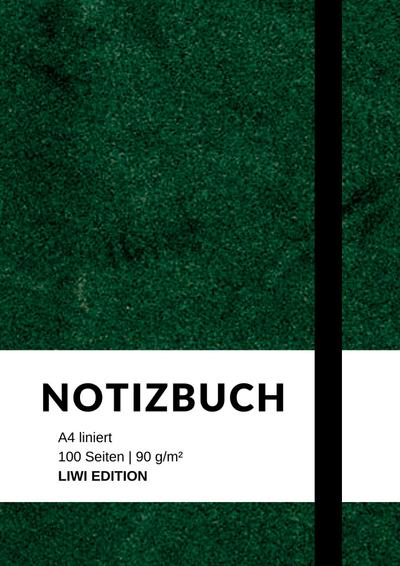 Notizbuch A4 liniert grün - 100 Seiten Soft Cover - FSC Papier