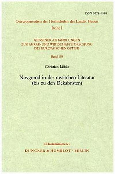 Novgorod in der russischen Literatur (bis zu den Dekabristen).