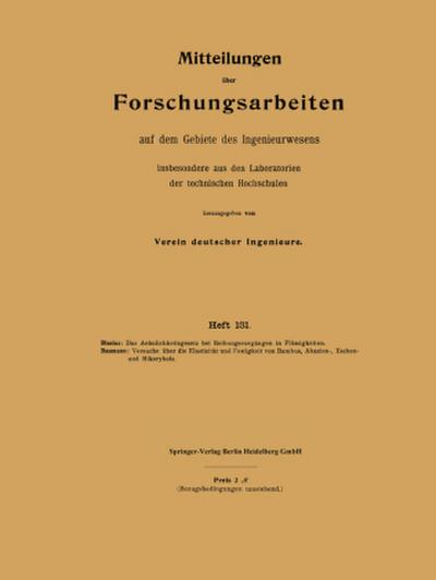 Mitteilungen über Forschungsarbeiten auf dem Gebiete des Ingenieurwesens