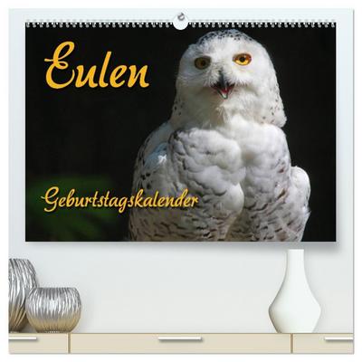 Eulen (hochwertiger Premium Wandkalender 2026 DIN A2 quer), Kunstdruck in Hochglanz