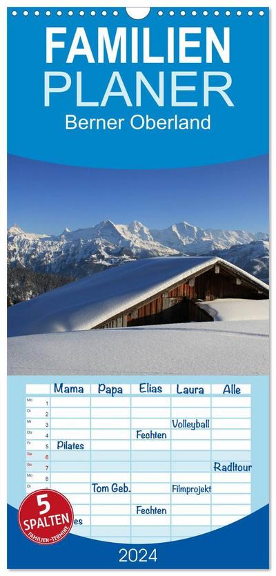 Familienplaner 2024 - Berner Oberland mit 5 Spalten (Wandkalender, 21 x 45 cm) CALVENDO