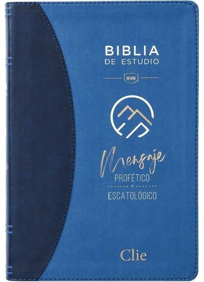 Rvr, Biblia de Estudio del Mensaje Profético Y Escatológico, Leathersoft, Azul, Interior a DOS Colores