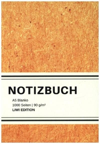 Dickes Notizbuch 1000 Seiten - A5 blanko - Hardcover gelb mit Leseband - weißes Papier 90g/m² - FSC Papier