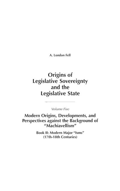 Origins of Legislative Sovereignty and the Legislative State