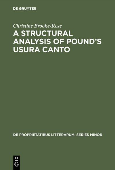 A Structural Analysis of Pound’s Usura Canto