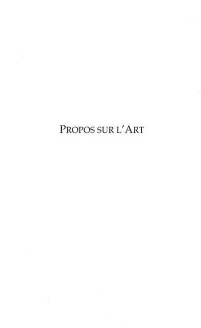 PROPOS SUR L’ART