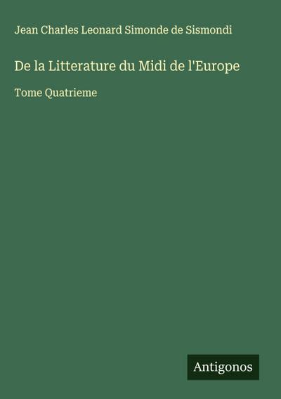 De la Litterature du Midi de l’Europe