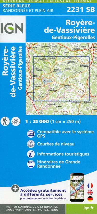Royère-de-Vassivière.Gentioux-Pigerolles 1:25 000