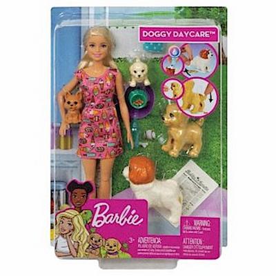 Barbie FXH08 - Hundesitterin Puppe und Welpen inkl. 4 Haustieren und Zubehör, Puppen Spielzeug und Puppenzubehör ab 3 Jahren