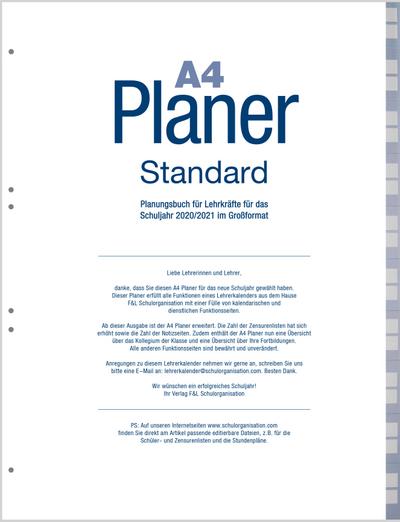 A4-Loseblattsammlung 2020/2021: A4 Planer als Loseblatt-Ausführung mit 10-fach-Register