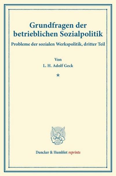 Grundfragen der betrieblichen Sozialpolitik.