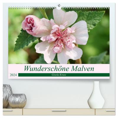 Wunderschöne Malven (hochwertiger Premium Wandkalender 2024 DIN A2 quer), Kunstdruck in Hochglanz