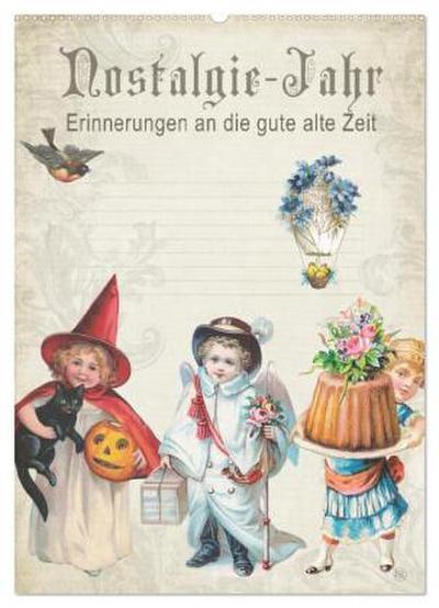 Nostalgie-Jahr, Motive aus alten Poesiealben (Wandkalender 2026 DIN A2 hoch), CALVENDO Monatskalender