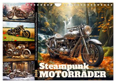 Steampunk Motorräder (Wandkalender 2026 DIN A4 quer), CALVENDO Monatskalender