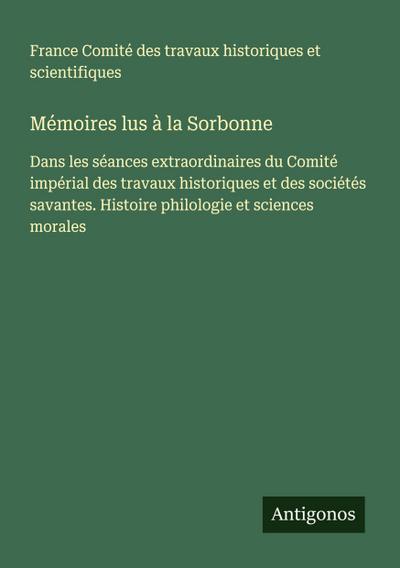 Mémoires lus à la Sorbonne
