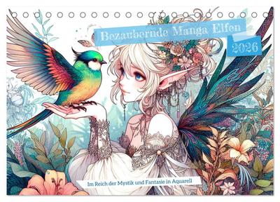 Bezaubernde Manga Elfen (Tischkalender 2026 DIN A5 quer), CALVENDO Monatskalender