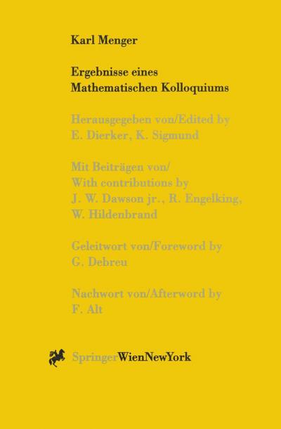 Karl Menger, Ergebnisse eines Mathematischen Kolloquiums